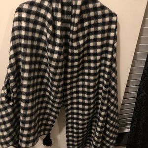 J. Crew Wool Checkered Cape-scarf